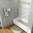 Customized Hotel 8mm Thickness Tempered Glass Stainless Steel Gold Sliding Shower Door