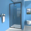 Bathroom Waterproof Shower Enclosure Matte Black Stainless Steel Single Folding Shower Glass Door