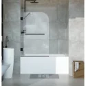 Bathtub Matte Black Hinge Door Shower Enclosure Bathroom Tempered Glass Frameless Shower Door