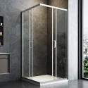 Hotel Aluminum Frame Square Double Sliding Shower Door Walk In Tempered Glass Shower Enclosure