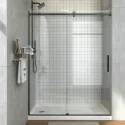 Trending Products!!! Tampa Tempered Glass Frameless Stainless Steel Handle Sliding Shower Door
