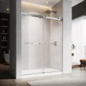 Chrome Stainless Steel Hardware Straight Bypass Double Sliding Frameless Tempered Glass Shower Door