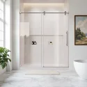 Frameless Single Sliding Door Straight Shower Enclosure Bathroom 10mm Tempered Glass Shower Door