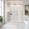 Luxury Gold Stainless Steel Hardware Single Sliding Door Frameless 10mm Tempered Glass Shower Door