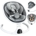 Baby Swing Bluetooth Baby Swing for Infants with Remote Control, Portable Infant Swing Baby Swing for Baby Boy Girl, 5 Speeds, 5-Point Harness(Grey)
